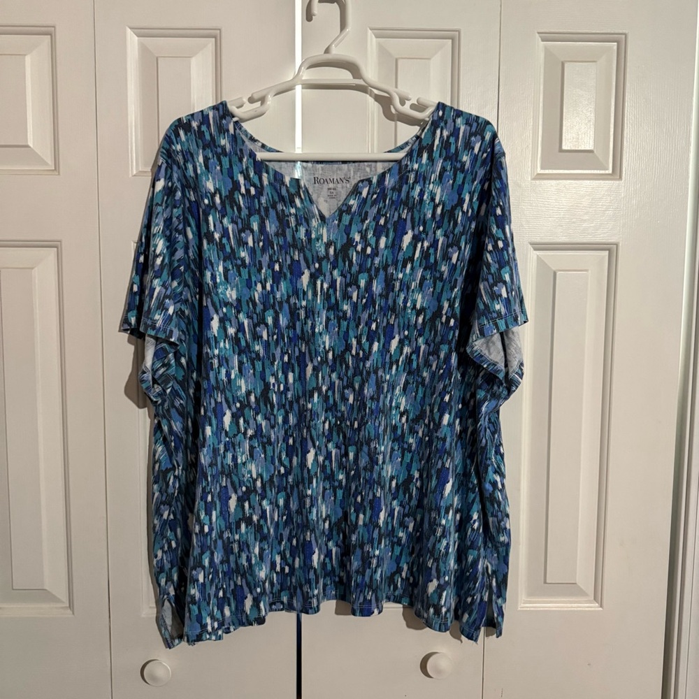 Roaman's Multicolor Abstract Women's Blouse